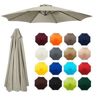 Sonnenschirm Ersatzbezug 200/230/250/270/300/350 cm, 6/8 Streben UV-Schutz Ampelschirm Bezug, Wasserdicht Schirmbezug Sonnenschirm Ersatzteile für Balkon, Garten, Pool und Strand(Beige Brown,3.5m/8-Ri