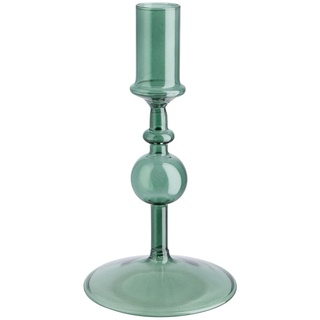 Kerzenhalter , grün , Glas  , Maße (cm): H: 16,5  Ø: 9