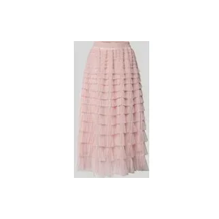 Midirock mit Volants, Rosa, L