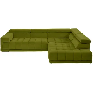 Beldomo Speed Ecksofa, Grün, Metall, 4-5-Sitzer, L-Form, Ottomane rechts, 326x222 cm, Goldenes M, Typenauswahl, Stoffauswahl, seitenverkehrt erhältlich, Hocker erhältlich, Wohnzimmer, Sofas & Couches, Wohnlandschaften, Ecksofas