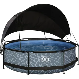 EXIT TOYS Stone Pool 300 x 76 cm inkl. Filterpumpe und Sonnensegel