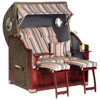SUNNY SMART Strandkorb »Rustikal 500 Plus«, BxHxL: 140 x 170 x 105 cm, Dreiviertelllieger, cappuccinofarben/mahagoni - braun