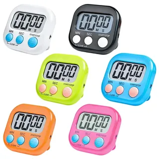 6 Stück Eieruhr Digital, SGZIOO Timer Digital, Küchentimer Magnetisch, Stoppuhr Digital mit Einklappbarer Ständer, Kurzzeitwecker Küche Magnetisch mit Großem LCD-Display für Kochen Sport Stud Kinder