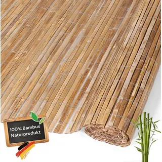 Coradoma Sichtschutzelement Bambusmatte Sichtschutz Zaun aus Bambus für Balkon, Garten, Terrasse, karbonisierter Bambus in vielen Größen, Höhe 100-190cm 500 cm x 175 cm