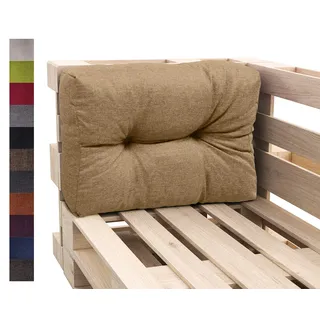 sunnypillow Palettenkissen für Gartenmöbel - Rückenkissen 65 x 60 cm - Rückenpolster für Bett und Sofa - Palettenpolster für Palettenmöbel - Gesteppte Gartenkissen - Rückenlehne, Seitenkissen Beige