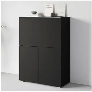 Home Affaire PC-Schrank Vera, Sekretär, Home-Office-Schreibtisch mit LED-Beleuchtung (1 St), Multifunktional mit Stauraum, klappbare Tischfläche, LED, B 90 cm schwarz
