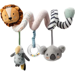 Nuby Kinderwagen-Spirale mit Sensorik-Plüschtier, ab Geburt, Tierabenteuer | Multifunktionales Kinderwagenspielzeug fördert Sinne & Feinmotorik, abwechslungsreiche Beschäftigung für Babys unterwegs