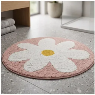 Homescapes Badematte Badematte Blume rund 70 cm - Badteppich rosa, 100 % Baumwolle, Höhe 10 mm, 70 cm rosa 70 cm