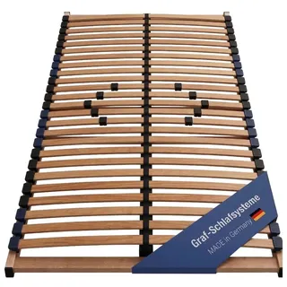 LEO COMFORT Lattenrost 7 Zonen 140x200 cm 28 Leisten mit 10 Schieber Mittelgurt Buche/Birke