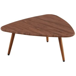 Oviala Business Dreieckiger Couchtisch aus MDF dunkles Holz