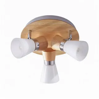 LINDBY Vivica 3-flammig rund Holz/chrom
