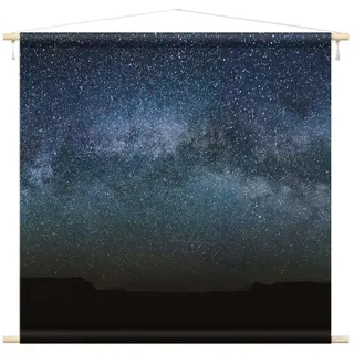 Bilderdepot24 Wandteppich modern Sterne schwarz, quadratisch, Höhe: 2.6 mm, großes Wandbild aus Natur-Baumwolle Wandbehang Stoffbild Tuch Wollseil schwarz quadratisch | 110 cm x 110 cm x 2.6 mm