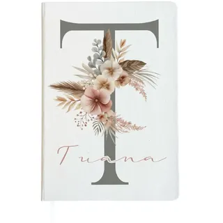 Manufaktur Liebevoll | Notizbuch mit Namen Tagebuch Frauen Notizbuch personalisiert Hardcover Notizbuch A5 Journal Notebook Liniert Geschenk Damen mit Gravur Buchstabe Grau
