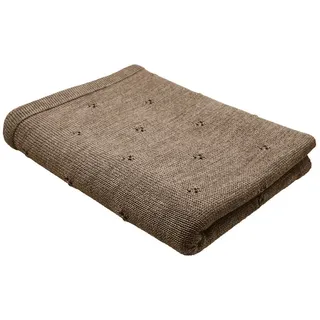 Babydecke Merinowolle Strick 75×100 cm, Blätterschming, Decke für Kinderwagen, Schlafdecke, Geschenk zur Geburt & Taufe braun