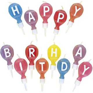 Geburtstagskerzen und -halter - "Happy Birthday" - 13er Staz