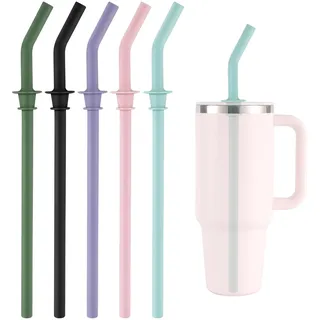 5stk Ersatz-Strohhalme zum Aufdrücken für Hydro Flask Travel Tumbler 40oz, BPA-Frei Wiederverwendbare Silikon-Strohhalme für Hydro Flask-Wasserflasche Zubehör Teile (Fünf Farben)