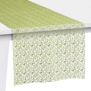 Pichler Tischset Tischband Tischläufer Mitteldecke Network, Limette, Größe:Deckchen rund 40 cm