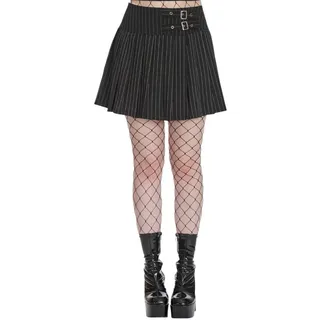 Banned Alternative Mini Wickelrock Black Core Pinstripe Nadelstreifen Faltenrock, Größe:XS - XS