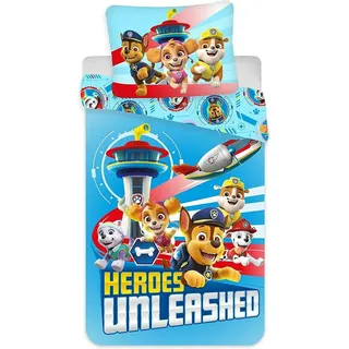 PAW PATROL Bettwäsche Paw Patrol Heroes 2tlg Bettwäsche Set 135x200 80x80 cm, 2 teilig, 100% Baumwolle bunt