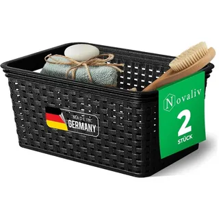 Novaliv Aufbewahrungskorb Rattan schwarz 5 L 2 Stück 20 x 30 x 20 cm