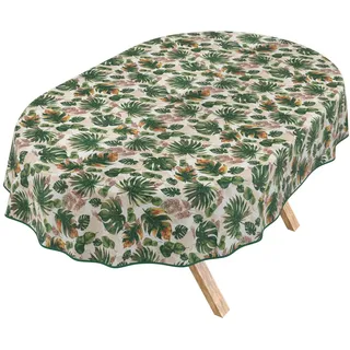 ANRO Tischdecke abwaschbar Oval 180 x 140 cm Dunkelgrün