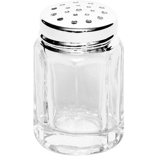 Brillibum Design Mini Salzstreuer Kristallglas Gewürzstreuer Eckig klein Glas Feinsilber Echt Silber Salzstreuer Pfefferstreuer Streuer Glas Salz-und Pfefferstreuer