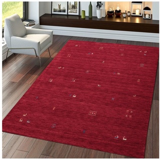 Teppich Rot Wohnzimmer Handgewebt Wolle Gabbeh Ethno Muster Weich Flauschig, TT Home, rechteckig, Höhe: 13 mm rot rechteckig - 120 cm x 170 cm x 13 mm