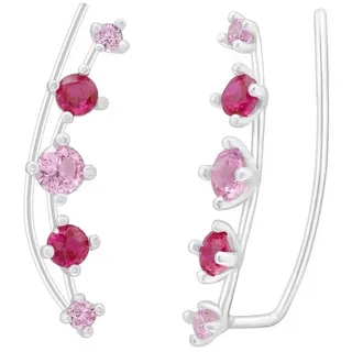 ALEXANDER YORK Paar Ohrhaken EINHÄNGER Zirkonia pink, 2-tlg., 925 Sterling Silber silberfarben