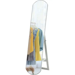 HOMCOM Bogenboden Spiegel 150 cm mit Regal, Wand- oder Bodenmontage, für Schlafzimmer, Eingangsbereich, Flur, Weiß   Aosom