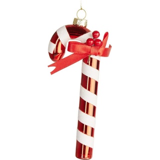 BRUBAKER Christbaumschmuck Zuckerstange Rot Weiß Weihnachtskugel Handbemalt Glas Christbaumkugel (1-tlg), Weihnachtsdeko Anhänger - Deko Baumkugel rot