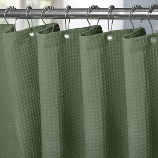 Waffel Duschvorhang Textil Anti Schimmel Wasserdicht 92x182cm Grün