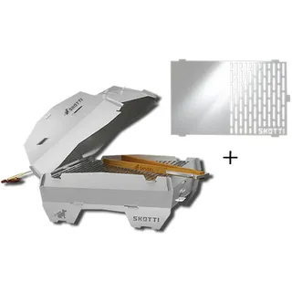 Skotti Grill Set mobiler Gasgrill mit Cap und Plancha Campinggrill inkl. Gasschlauch