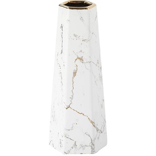 25cm Weiß Gold Marmor Vase Keramik Vasen Blumenvase Deko Dekoration
