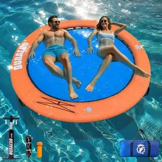 Aufblasbare Wasser-Hängematte, Rundes Schwimmdock, Schwimmring für See & Pool, Großes Familien-Insel-Float für Mehrere Personen & Partys