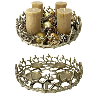Großer Adventskranz aus Metall gold - Weihnachtsdeko, Adventsdeko