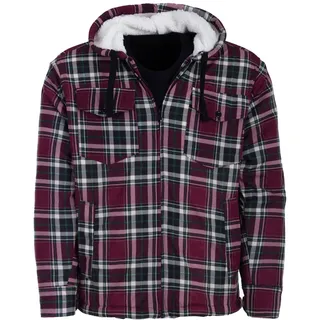 Henry Terre Holzfällerjacke Herren Hemdjacke Kapuze Arbeitsjacke Hemd Flanell Thermojacke Jacke Kariert Gefüttert - XXL