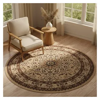 Tapiso Teppich ATLAS, oval, Höhe: 8 mm, Wohnzimmer, Schlafzimmer, Design beige oval | 160 cm x 210 cm x 8 mm