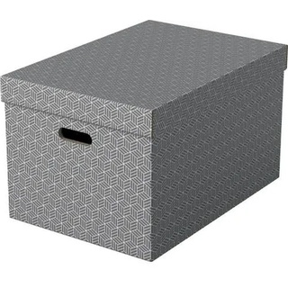 Aufbewahrungsbox Home Groß mit Deckel Wellpappe VE=3 Stück grau