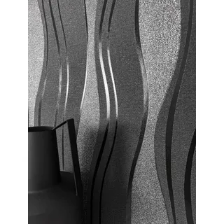 Newroom Vliestapete Ophiel Tapete Streifentapete Streifen,Linien,Wellen, Schwarz Tapete Modern Streifen - Streifentapete Mustertapete Anthrazit Grau 3D Optik Industrial Linien Wellen für Wohnzimmer Schlafzimmer Küche, Mustertapete schwarz