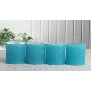 Set: 4X Rustik-Stumpenkerze, 5 x 5 cm Ø, Aqua-türkis