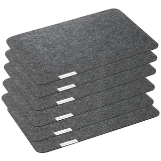 Rosenstein & Söhne Untersetzer: 6er-Set Abwaschbare Filz-Tischsets, dunkelgrau, 45 x 30 cm (Topfuntersetzer, Tischset Stoff, Topf)