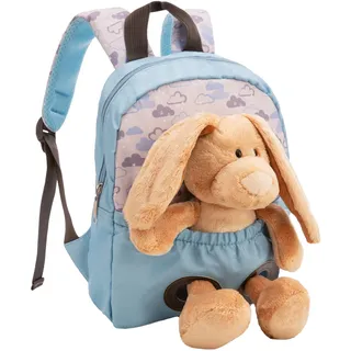 NICI Rucksack mit Plüschtier Hase 25cm hellblau