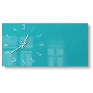 DEQORI Wanduhr 'Unifarben - Türkis' (Glas Glasuhr modern Wand Uhr Design Küchenuhr) grün 60 cm x 30 cm