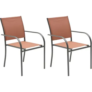 LC Garden »Campino« 2er Set Gartenstühle Rot Stapelstühle Bistrostühle Textilen