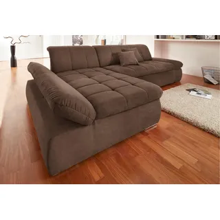 DOMO collection Ecksofa »NMoric XXL, B/T/H: 300/172/80cm, L-Form«, wahlweise mit Bettfunktion und Armlehnverstellung braun