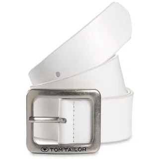 Tom Tailor Damengürtel Leder 4 cm Weiß 85