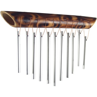 GURU SHOP Aluminium Klangspiel, Exotisches Windspiel aus Bambus - Variante 6, Silber, 20x30x4 cm, Windspiele & Klangspiele