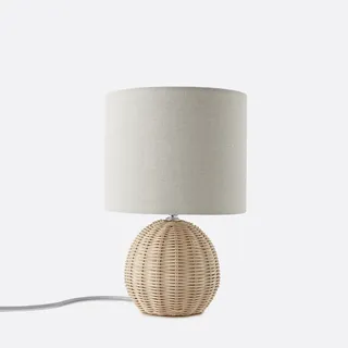 Tischlampe Horea Aus Rattan Und Leinen Natur