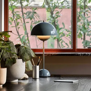 Tischleuchte &Tradition, Flowerpot VP3, Grau, für Wohnzimmer, Metall, Design - 50