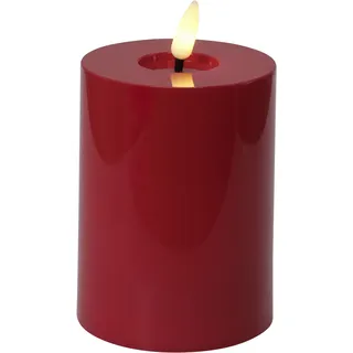 LED Kerze Poly D7,5H12,5cm lackiert 3D mit Timer 2xAA Batterien  - rot